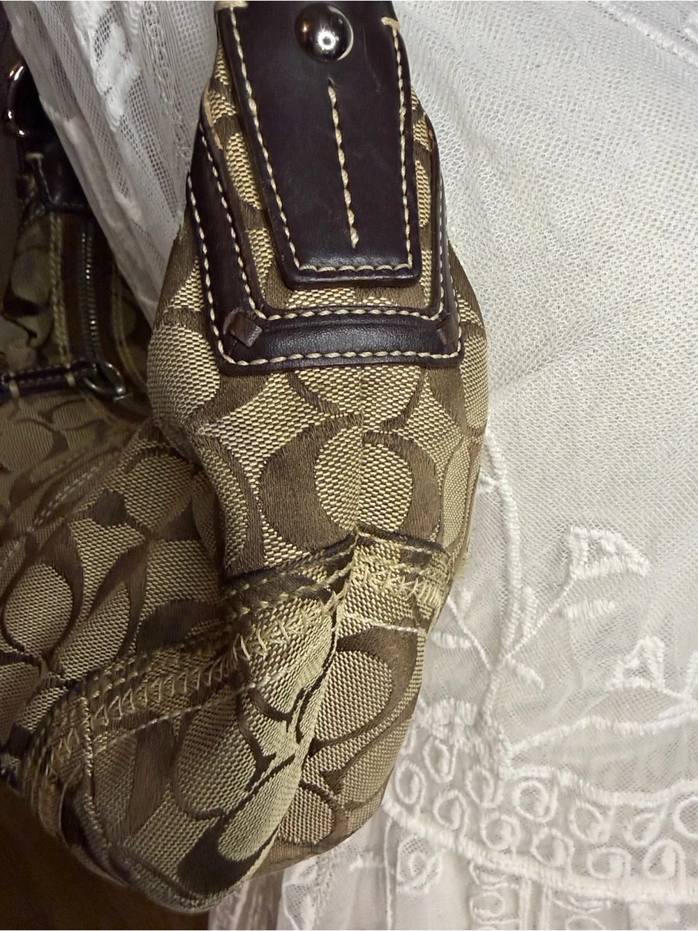 Vintage mini Coach Signature Canvas Hobo Brown_7